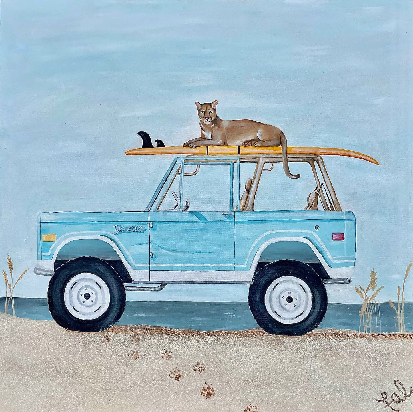 “Panther At Bronco Beach” Acrylic On Canvas 36x36in