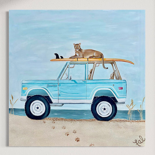 “Panther At Bronco Beach” Acrylic On Canvas 36x36in