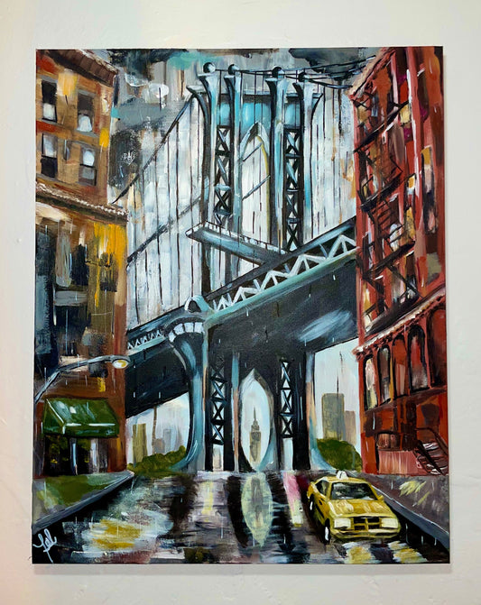 “A Rainy Day In Brooklyn” Acrylic On Canvas Commission